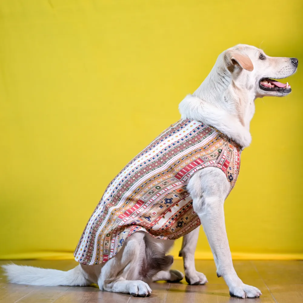 Skatrs Cotton Printed Kurta for Dogs and Cats (White)