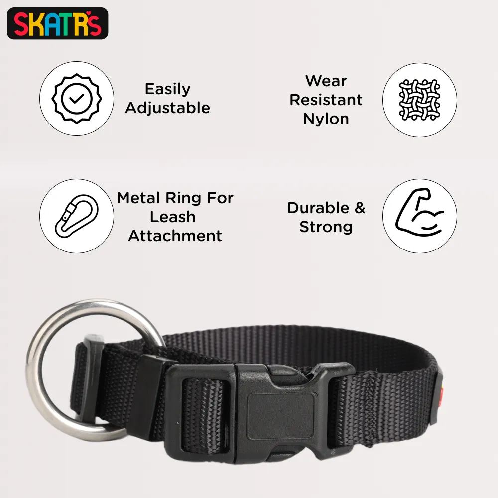 Skatrs Nylon Collar for Dogs and Cats (Black)