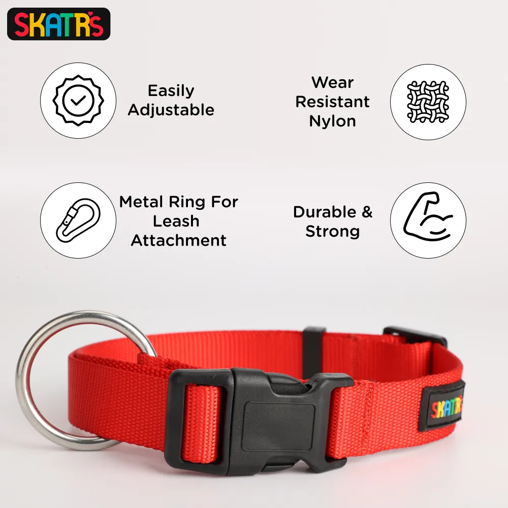 Skatrs Nylon Collar for Dogs and Cats (Red)