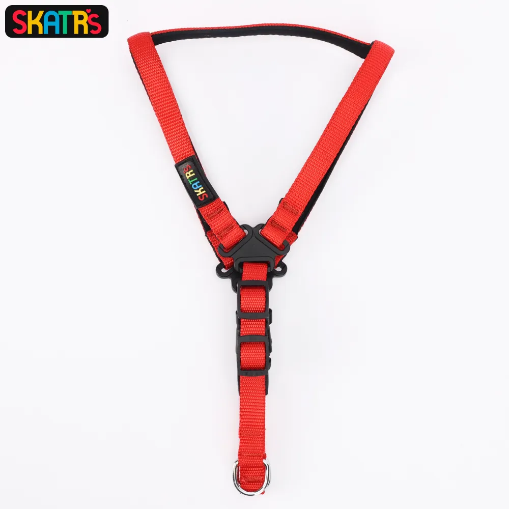 Skatrs Padded Nylon Y Harness for Dogs & Cats (Red)