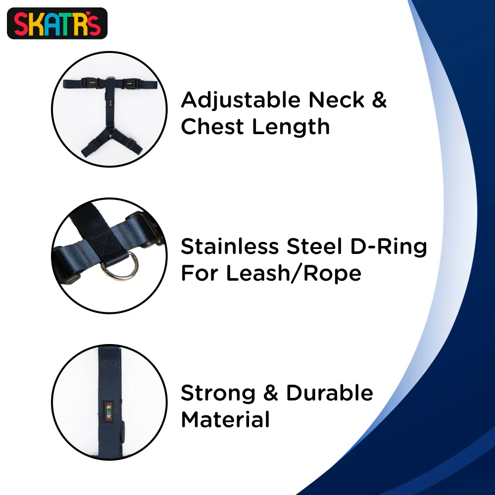 Skatrs Premium H Harness for Dogs (Midnight Blue)