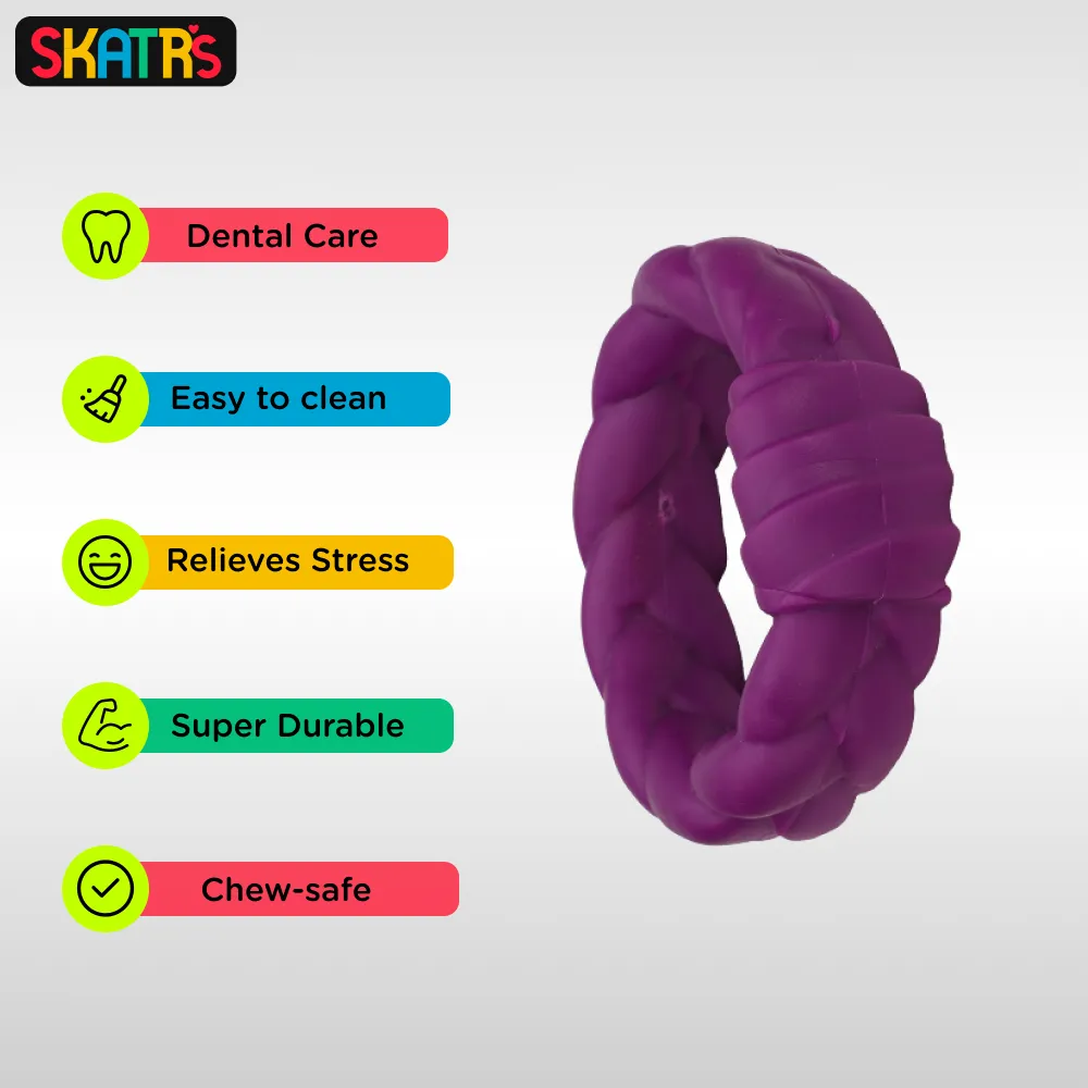 Skatrs Rubber Twisted Ring Toy for Dogs (Purple)