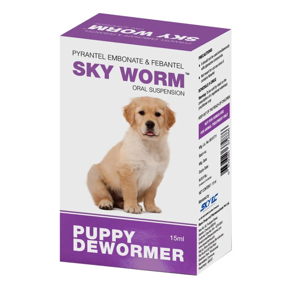 Skyec Skyworm Dewormer and Petup Drops Multi Vitamin Supplement for Puppies Combo