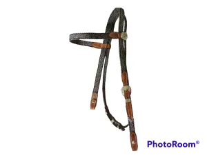 Straight Browband Headstall - handmade Turquoise/Brown/White