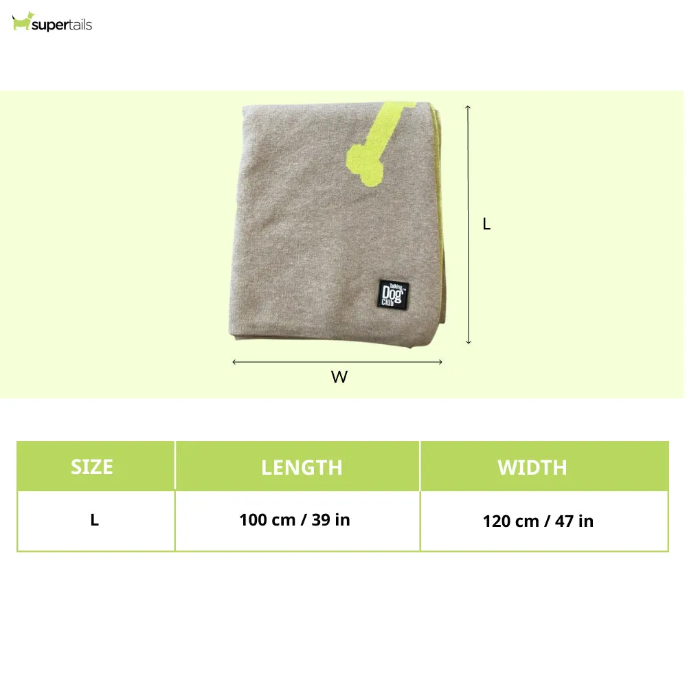 Talking Dog Club Bone Print Viscose Blanket For Dogs (Ivory and Green)