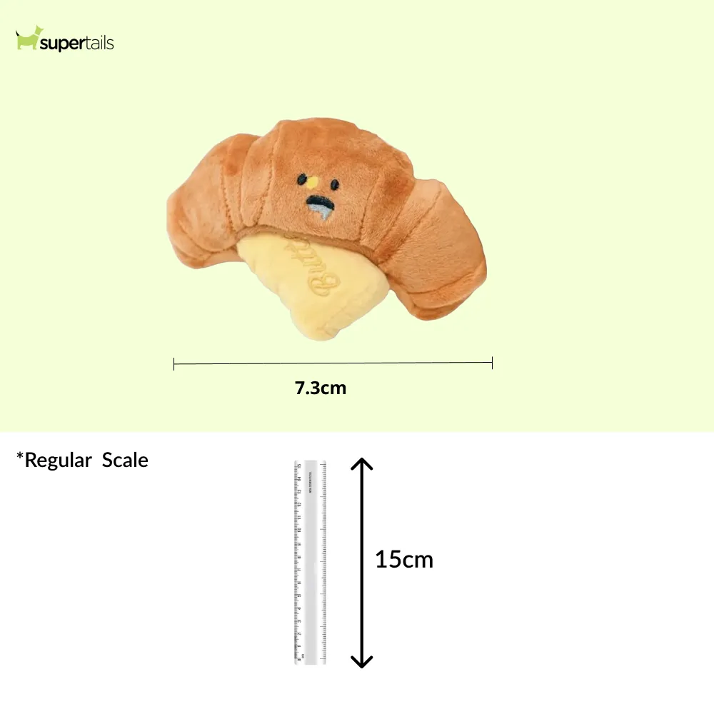 Talking Dog Club Crusty Croissant Interactive Plush Toy for Dogs (Brown)