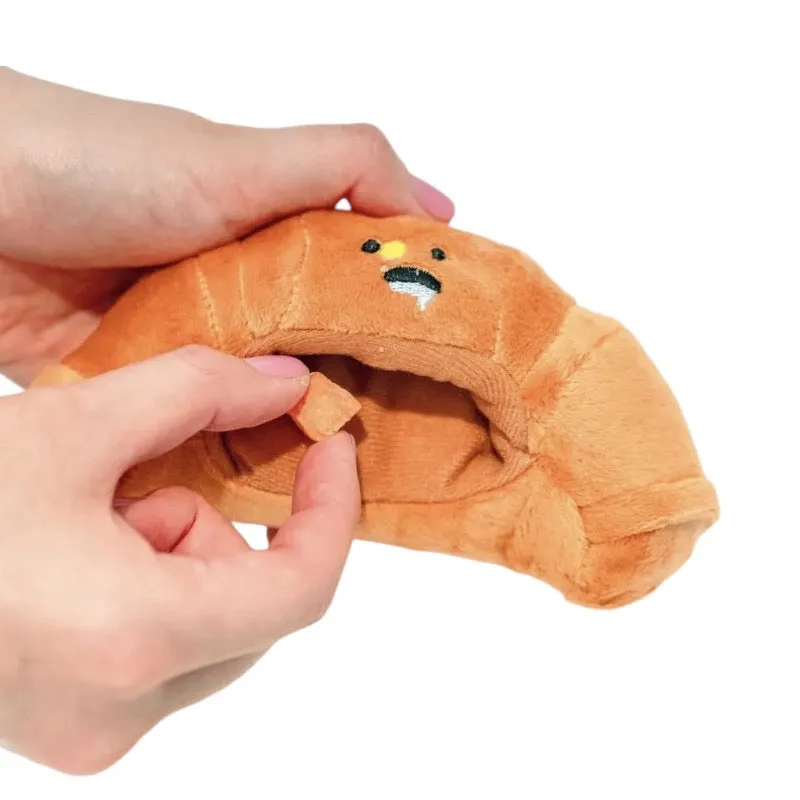 Talking Dog Club Crusty Croissant Interactive Plush Toy for Dogs (Brown)