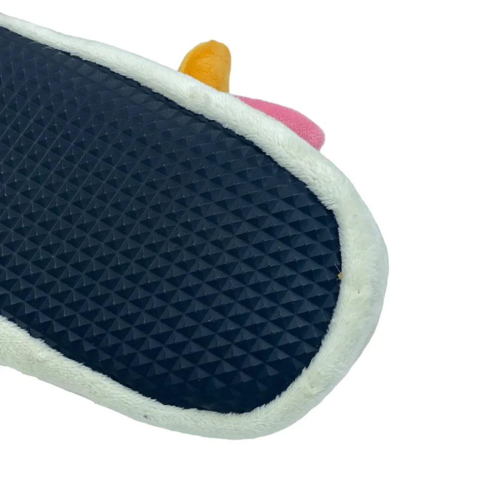 Talking Dog Club Doggie Cow Slipper Squeaky Plush Toy for Dogs (White)