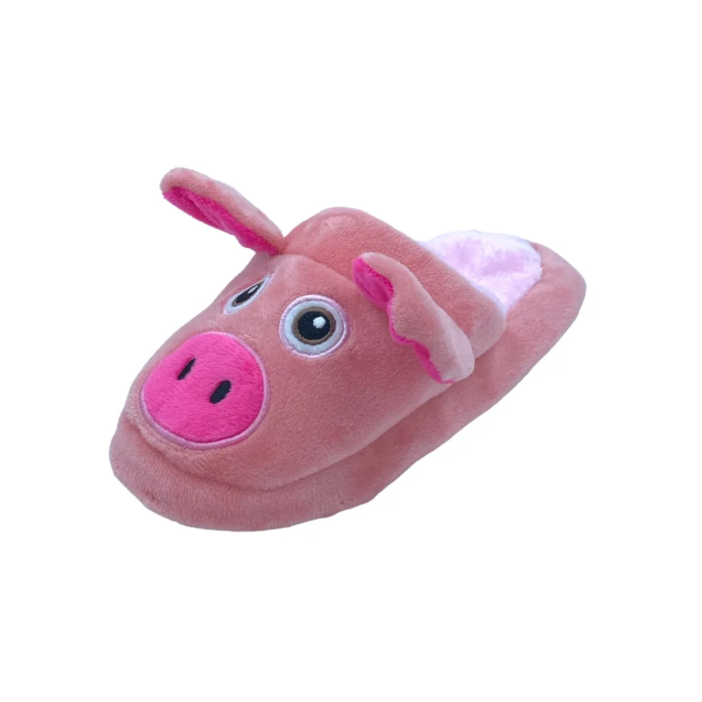 Talking Dog Club Doggie Pig Slipper Squeaky Plush Toy for Dogs (Pink)