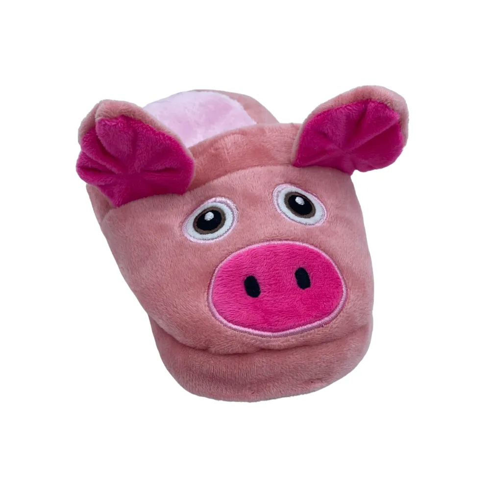 Talking Dog Club Doggie Pig Slipper Squeaky Plush Toy for Dogs (Pink)