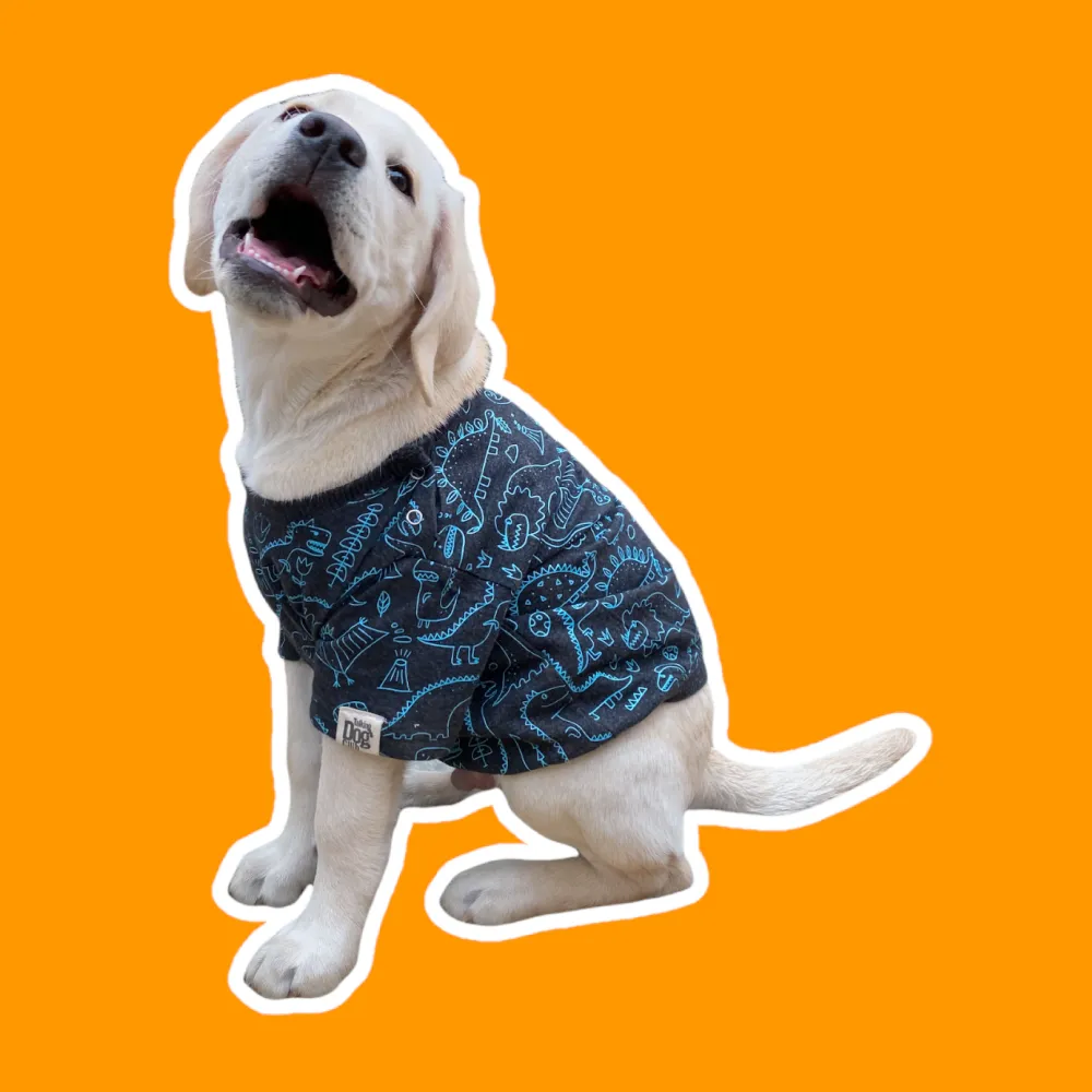 Talking Dog Club Doggy Warmer Dino Sweatshirt for Dogs (Charcoal)