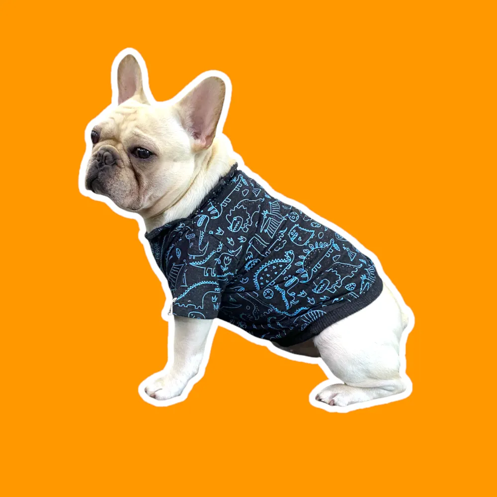 Talking Dog Club Doggy Warmer Dino Sweatshirt for Dogs (Charcoal)