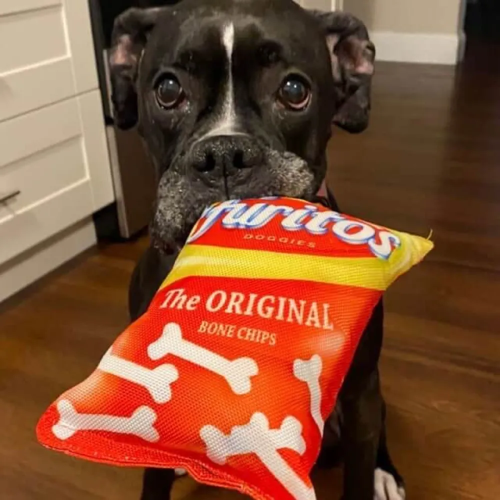 Talking Dog Club Dogritos 2 Zero Calories Chips Plush Toy for Dogs (Orange/Red)