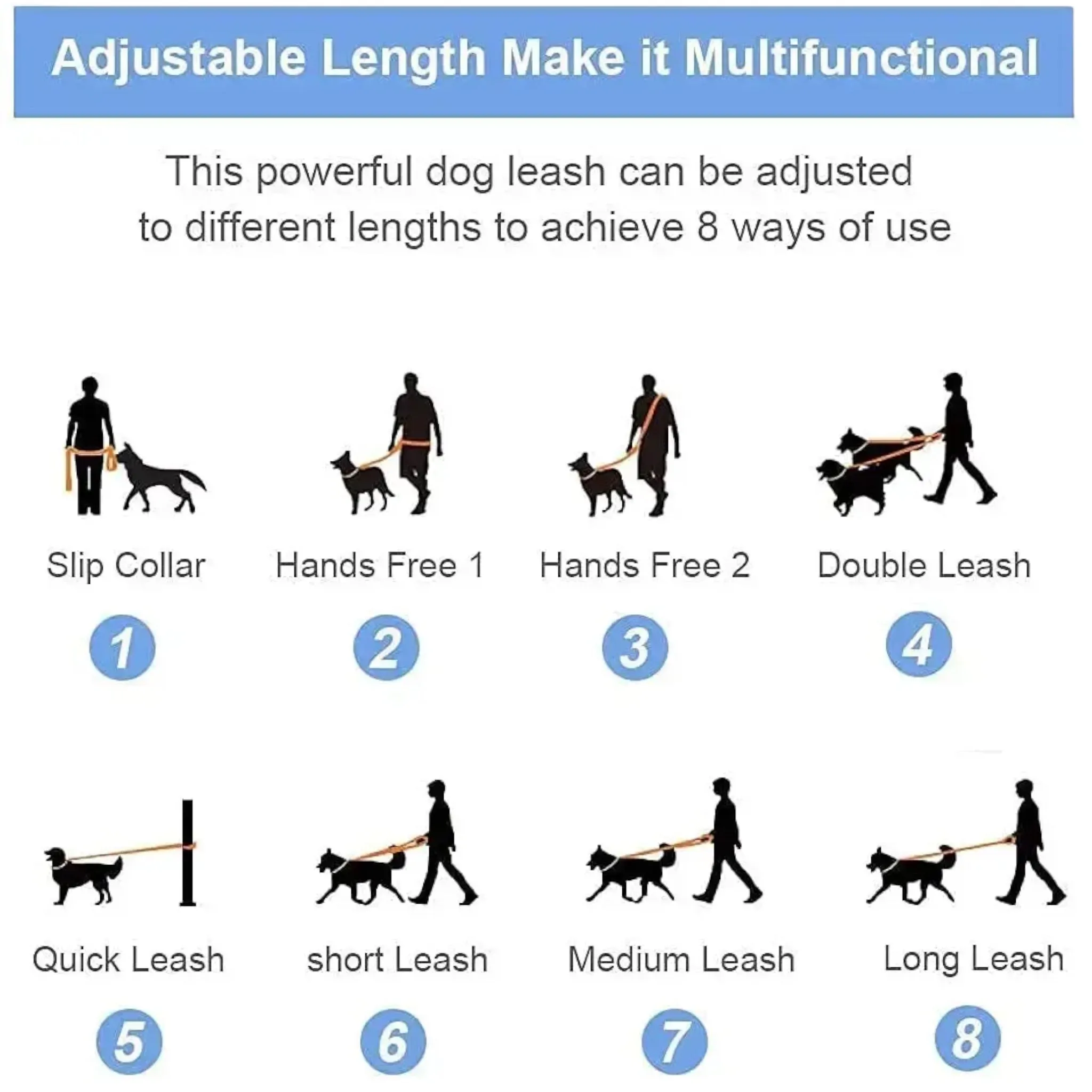 Talking Dog Club Multifunction Handsfree Leash for Dogs (Blue)
