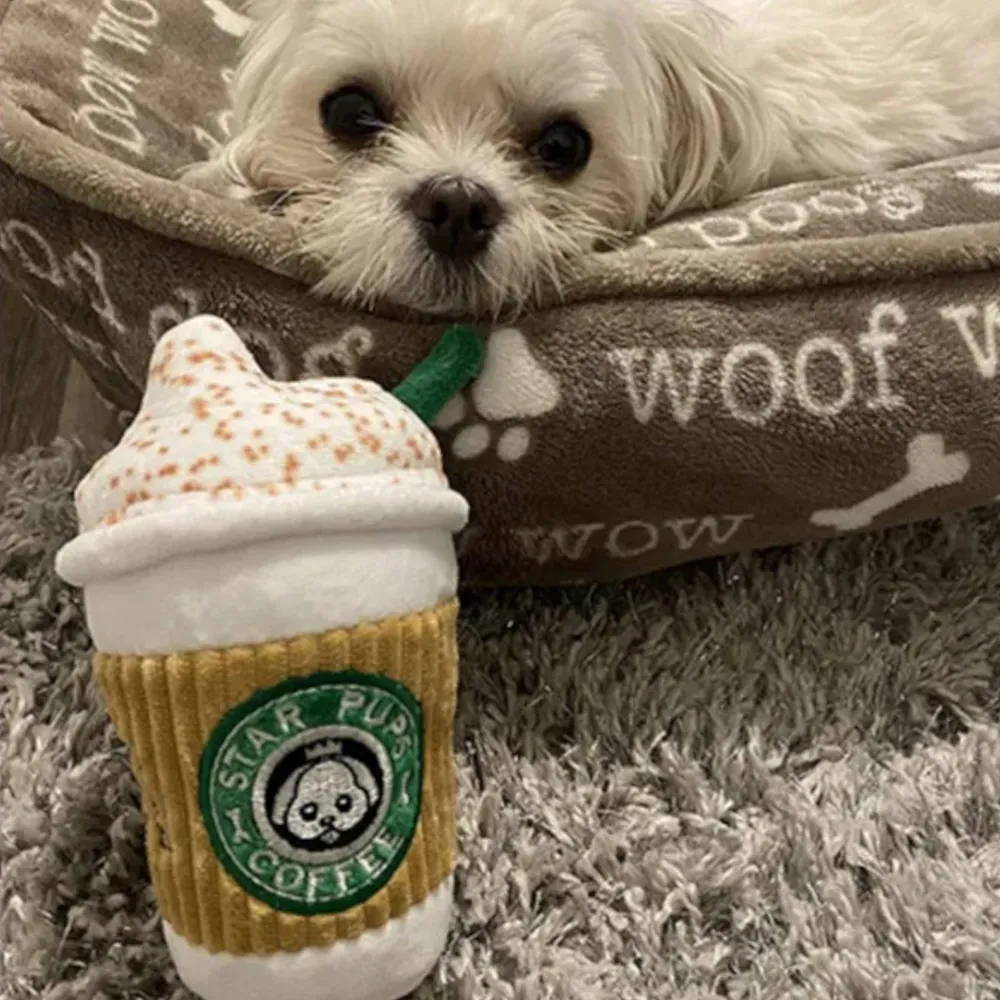 Talking Dog Club Pup Cup Plush Toy for Dogs (White)