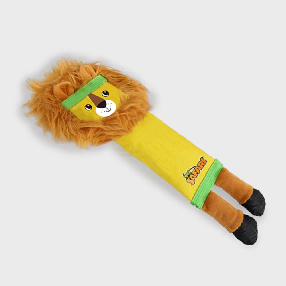 Talking Dog Club Tough Lion Squeaky Plush Toy for Dogs (Yellow)