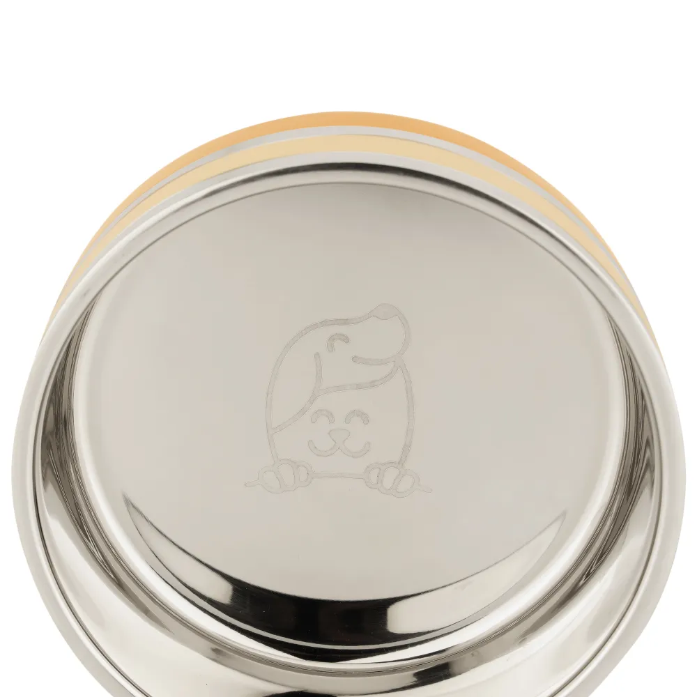 The Happy Lots Anti Skid And Mirror SnuggleBowl for Dogs and Cats (Yellow/White)