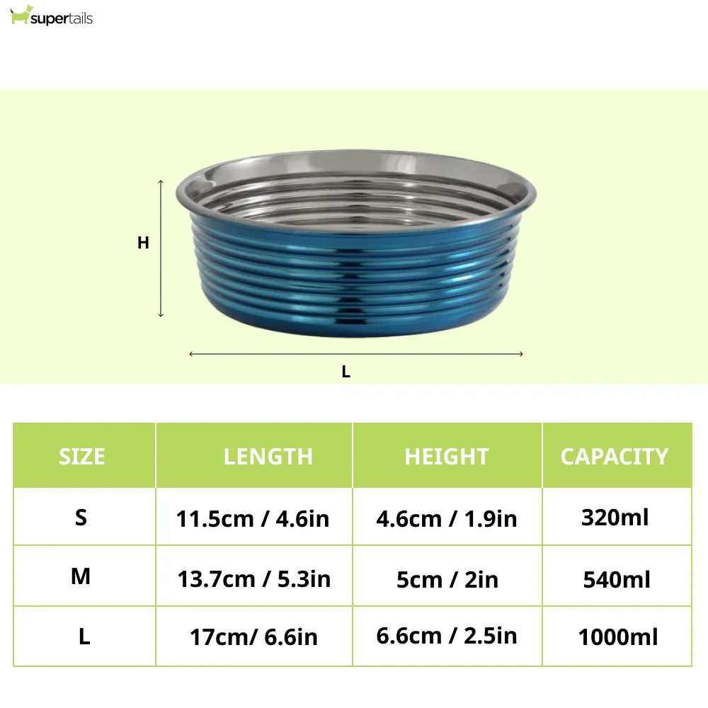 The Happy Lots Heavy Dish With Beading for Dogs and Cats (Blue)
