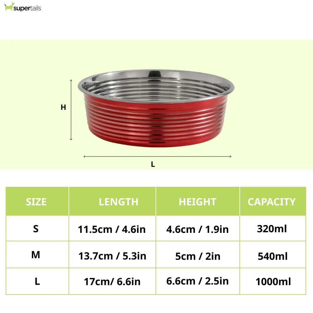 The Happy Lots Heavy Dish With Beading for Dogs and Cats (Red)