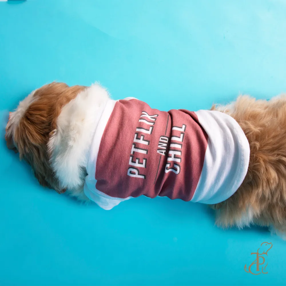 The Papaw Cartel Petflix and Chill Tshirt for Dogs (White)