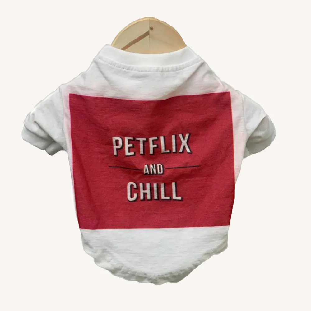 The Papaw Cartel Petflix and Chill Tshirt for Dogs (White)