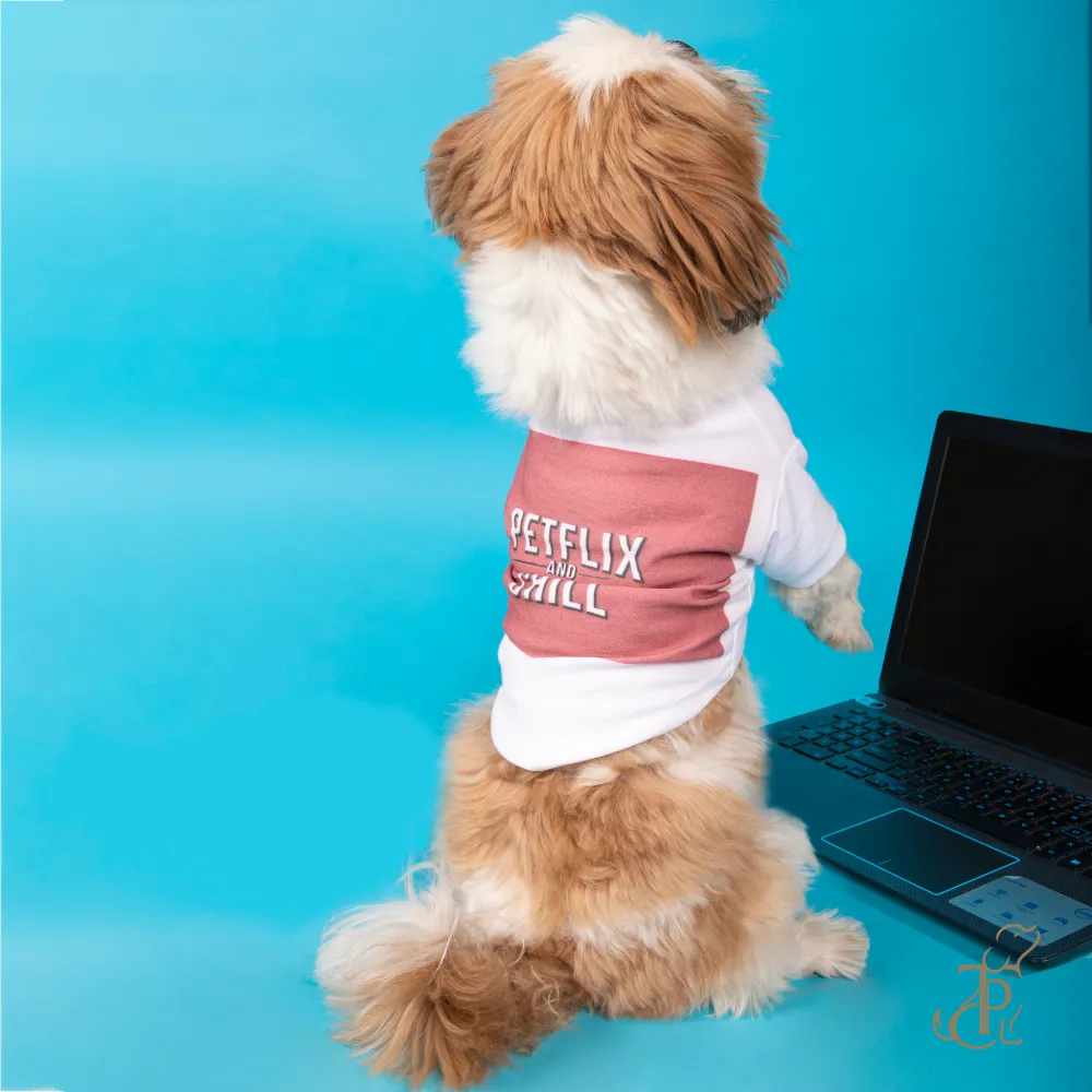 The Papaw Cartel Petflix and Chill Tshirt for Dogs (White)
