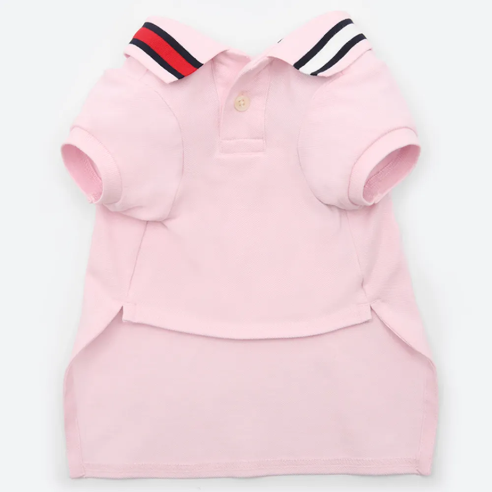 Tommy Hilfiger Flag Collar and Cluff Polo Tshirt for Dogs (Light Pink)