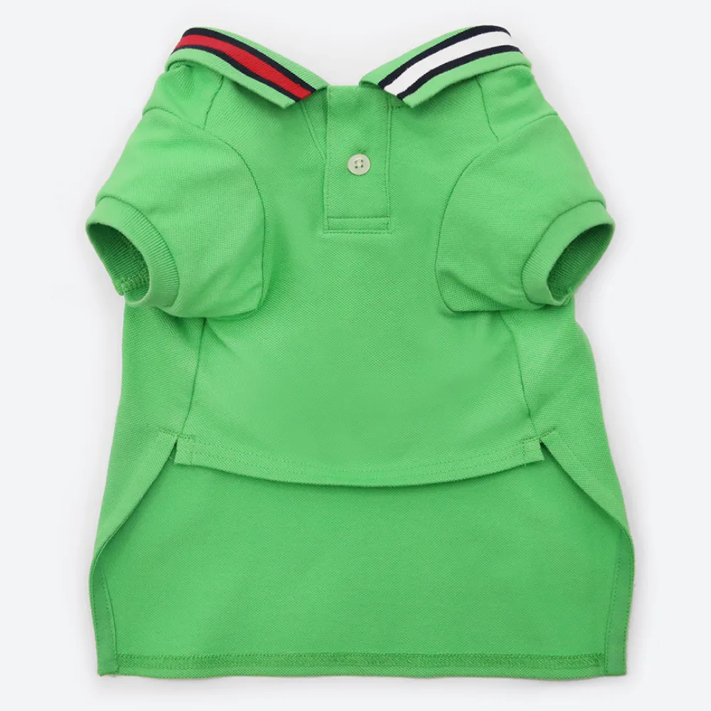 Tommy Hilfiger Flag Collar and Cluff Polo Tshirt for Dogs (Spring Lime)