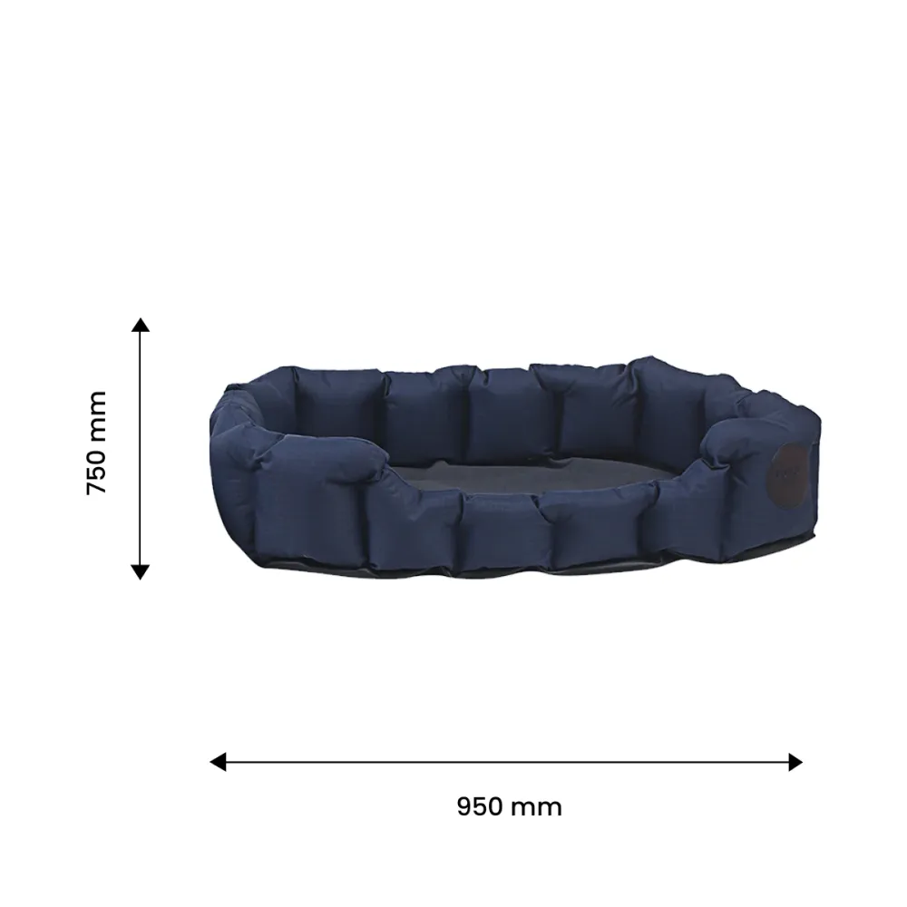 TopDog Premium Ribstock Pro Oval Lounger Bed (Navy) (Get a Toy Free)