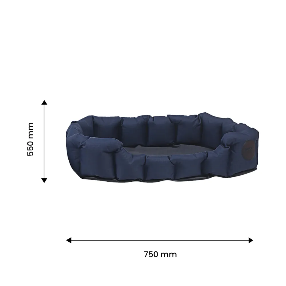 TopDog Premium Ribstock Pro Oval Lounger Bed (Navy) (Get a Toy Free)