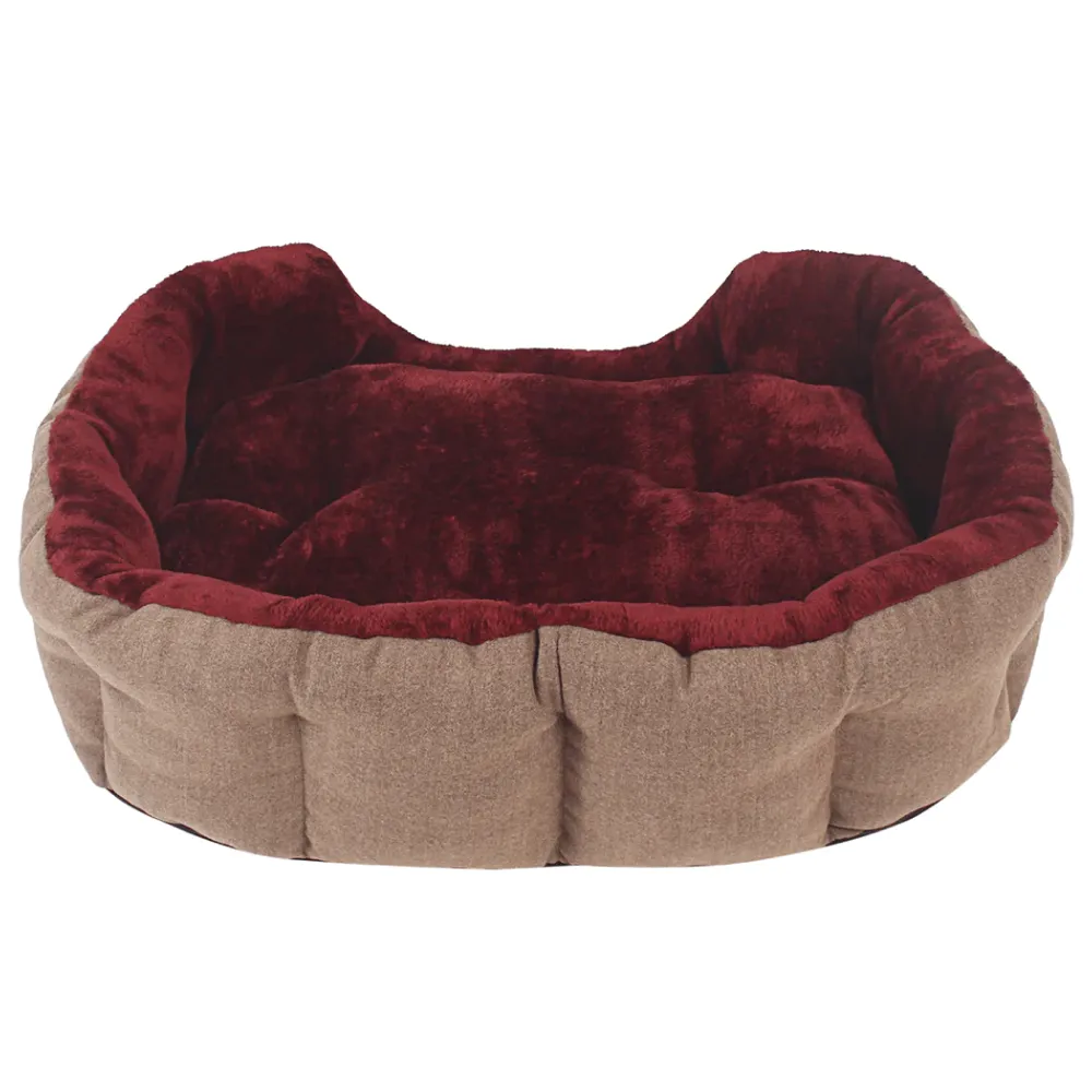 TopDog Premium Suede Tweed Oval Lounger Bed (Beige,Rust) (Get a Toy Free)