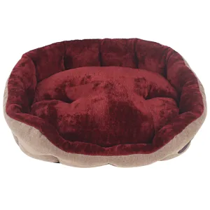 TopDog Premium Suede Tweed Oval Lounger Bed (Beige,Rust) (Get a Toy Free)