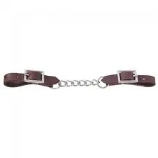 Tough1 Harness Leather Curb Strap with Single Chain