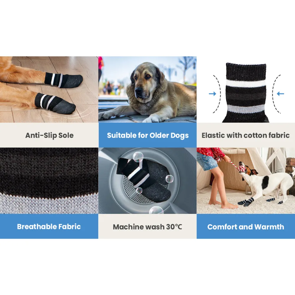 Trixie Non Slip with All Round Rubber Coated Socks for Dogs (Black)
