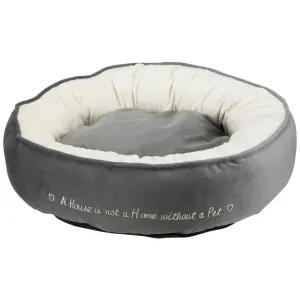 Trixie Pet's Home Round Bed for Dogs and Cats (Grey & Cream)