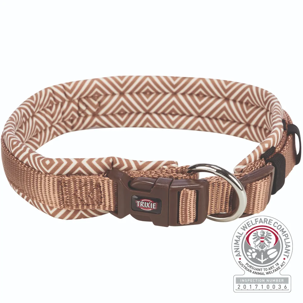 Trixie Premium Extra Wide Neoprene Padded Collar for Dogs (Boho Diamond/Caramel)