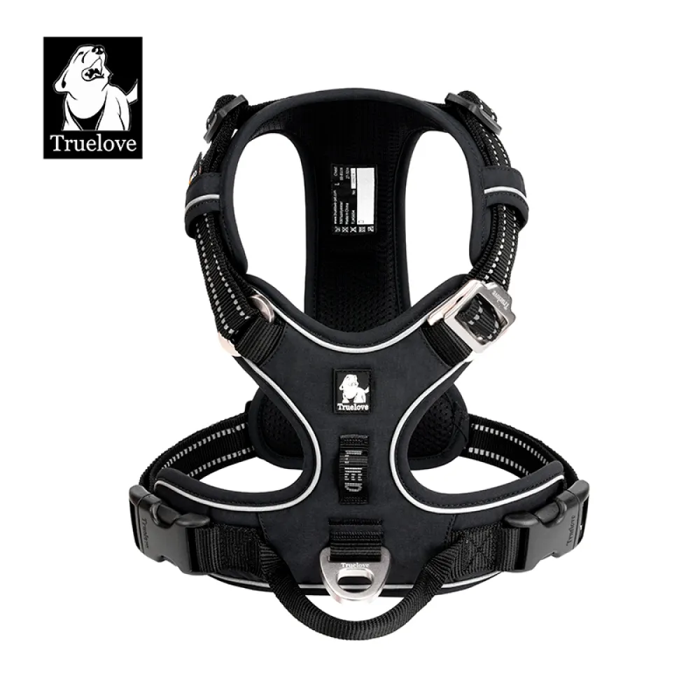 Truelove No Pull Cordura Harness with 3M Reflective Material for Dogs (Black)