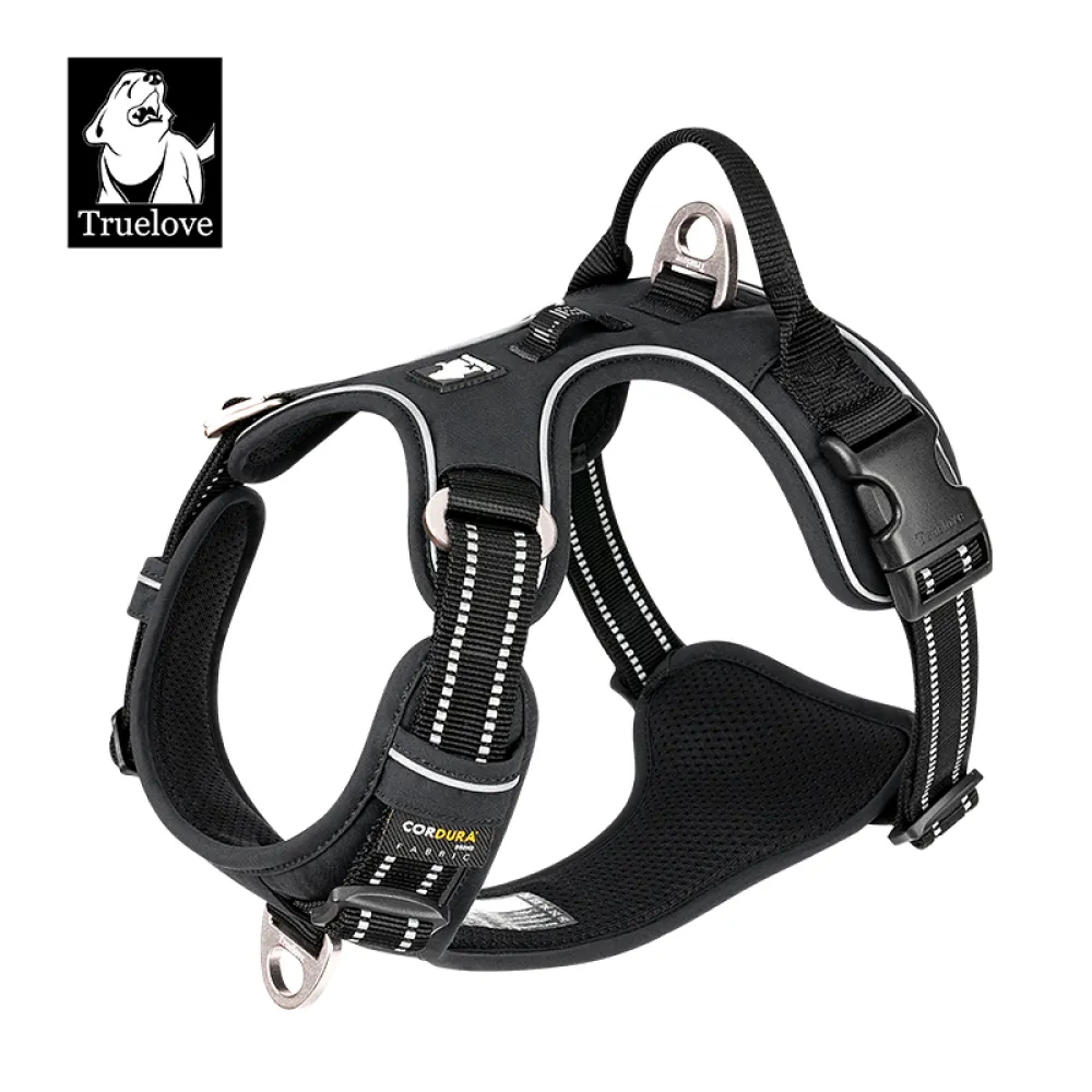 Truelove No Pull Cordura Harness with 3M Reflective Material for Dogs (Black)
