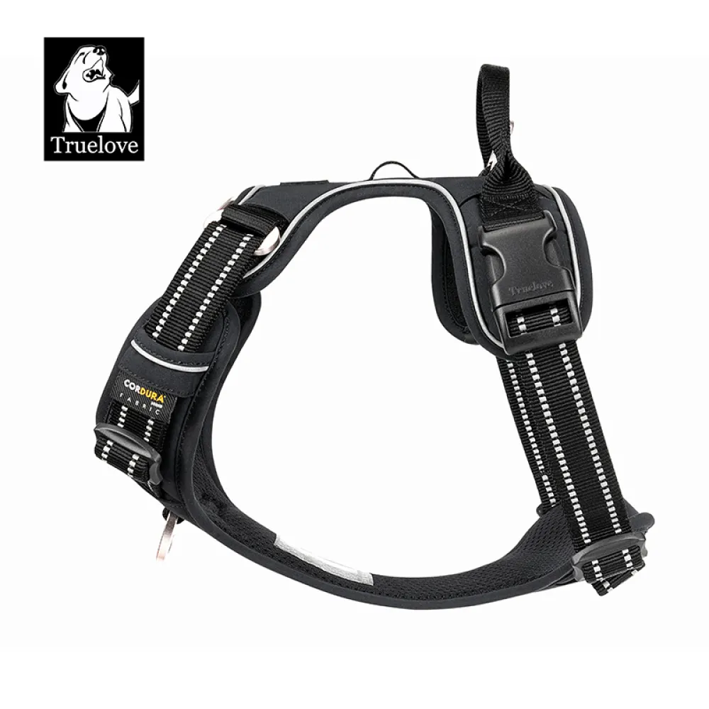 Truelove No Pull Cordura Harness with 3M Reflective Material for Dogs (Black)