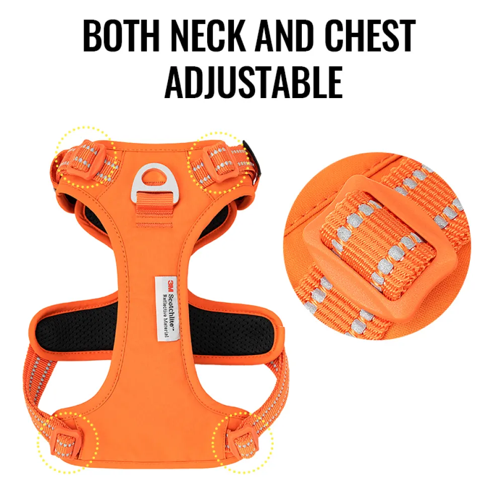 Truelove No Pull Cordura with 3M Reflective Material Harness for Dogs (Orange)
