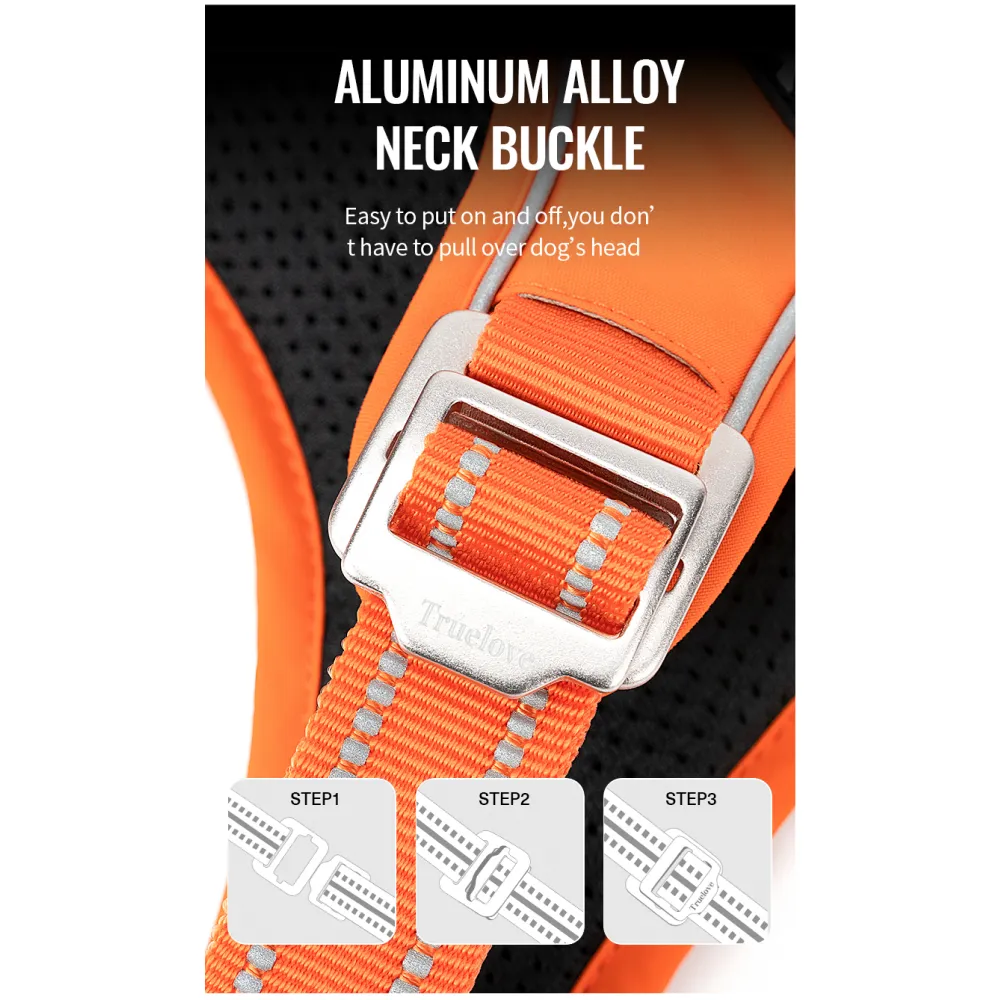 Truelove No Pull Cordura with 3M Reflective Material Harness for Dogs (Orange)