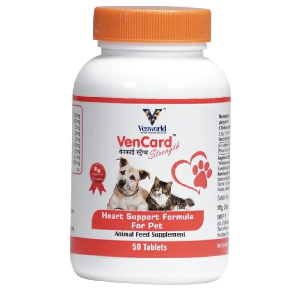 Venkys Vencard Tablet (Heart Support) for Dogs and Cats (pack of 50 tablets)