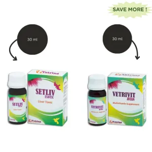 Vetrina Setliv Exotic Drop (30ml) And Vetrivit Avian Multivitamin Supplements for Birds (30ml) Combo
