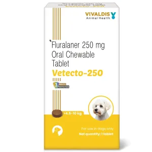 Vivaldis Vetecto 250 (Fluralaner) chewable tablet for Dogs (1 Chewable tab)