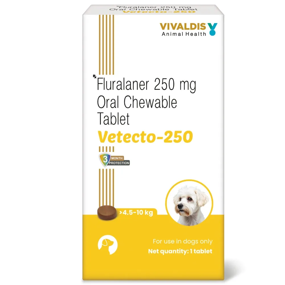Vivaldis Vetecto 250 (Fluralaner) chewable tablet for Dogs (1 Chewable tab)