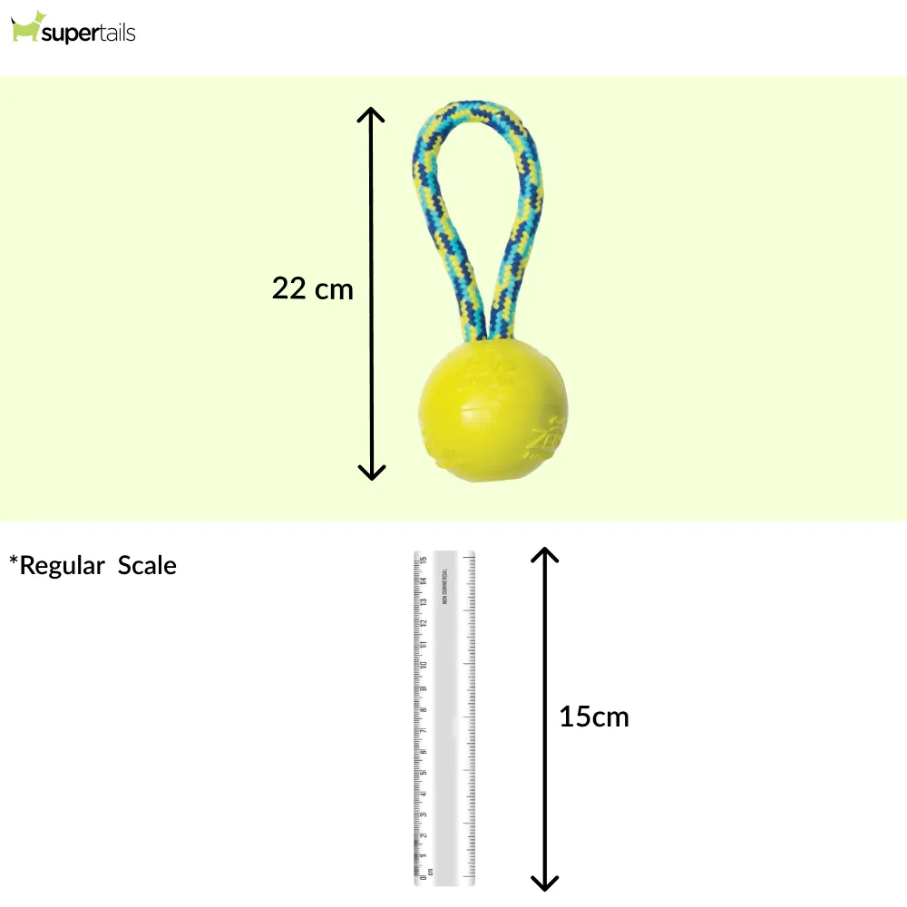 Zeus Rope Ball Tug with Single Hand Loops Toy for Dogs (Yellow)