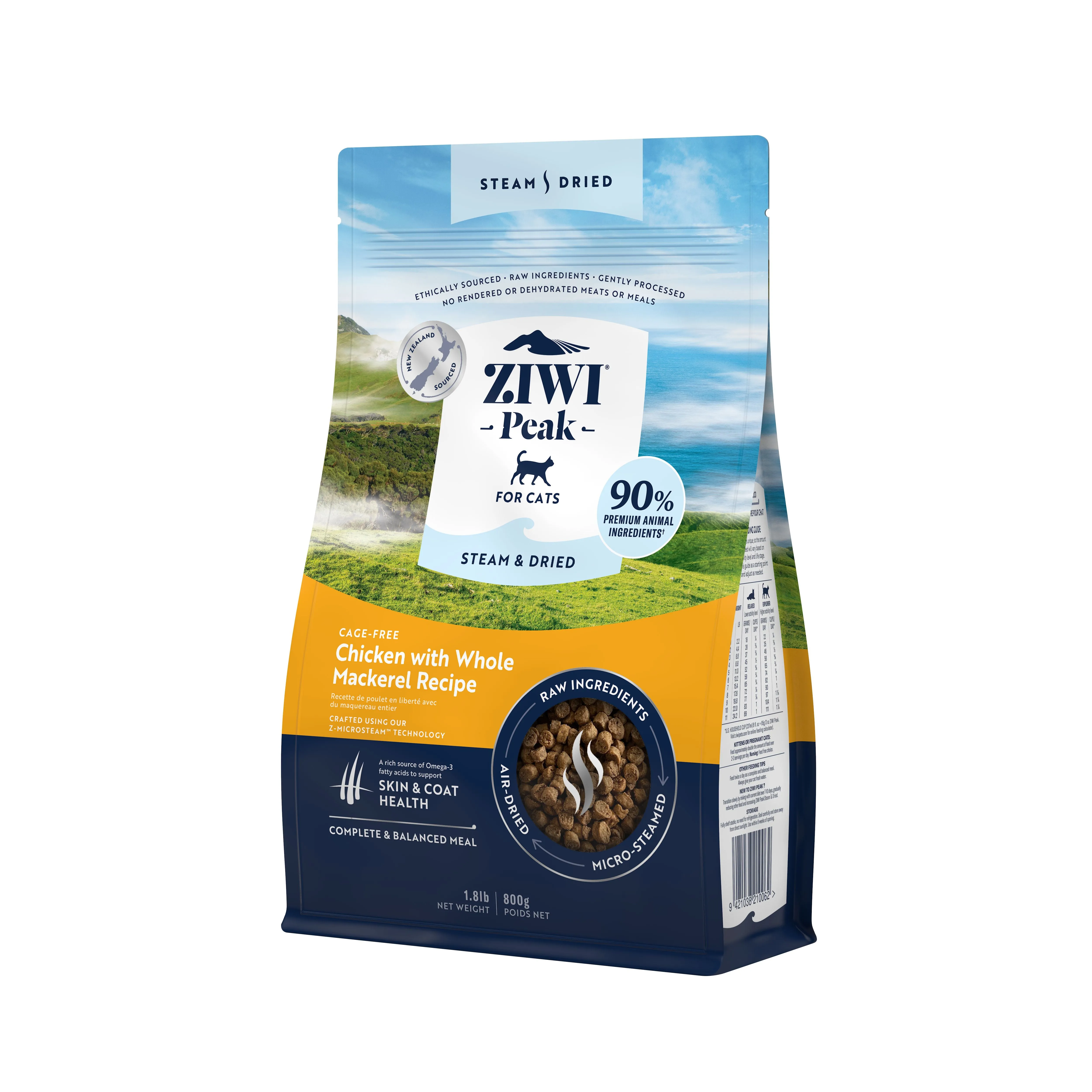 ZIWI Peak Steam and Dired Cage Free Chicken with Whole Mackerel Cat Food 800g