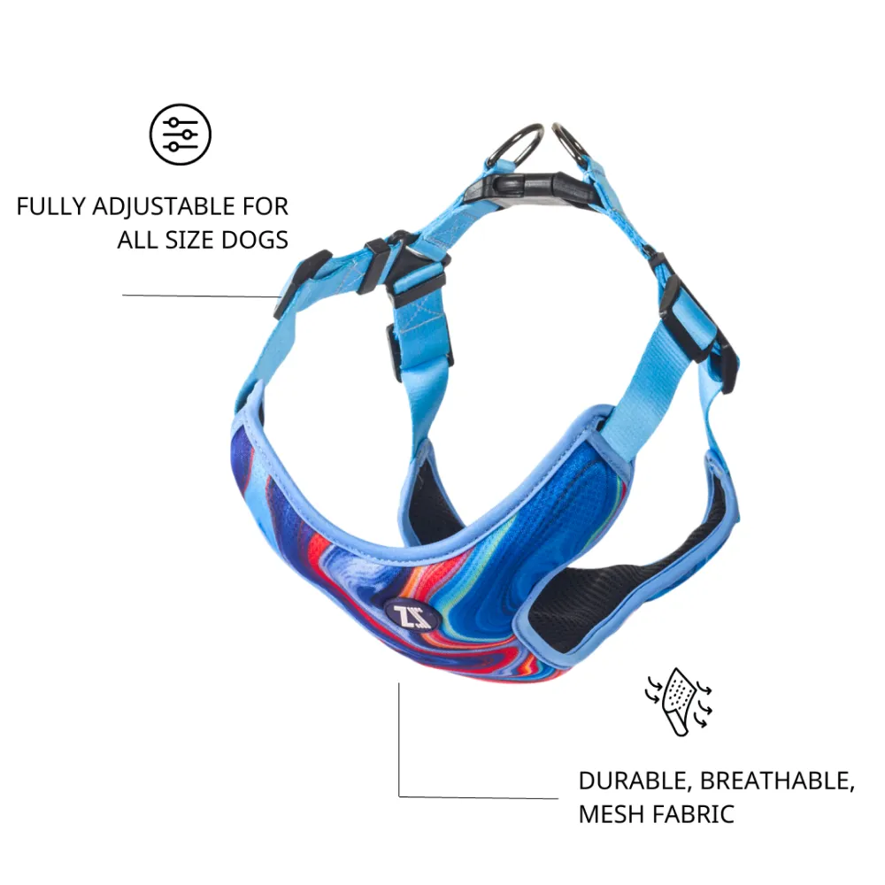 Zoomiez Adjustable Fluid Printed Step in Mesh Harness for Dogs