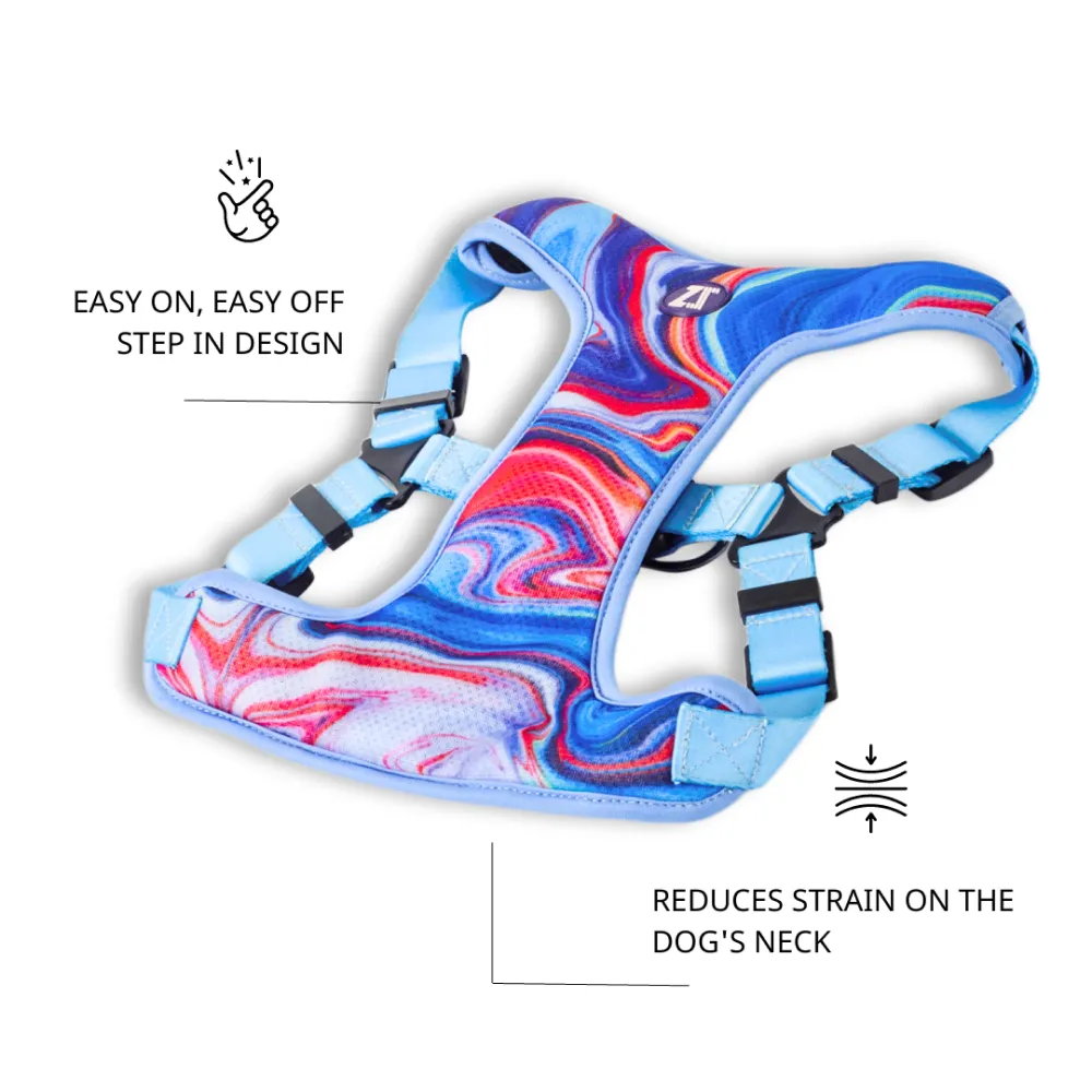 Zoomiez Adjustable Fluid Printed Step in Mesh Harness for Dogs