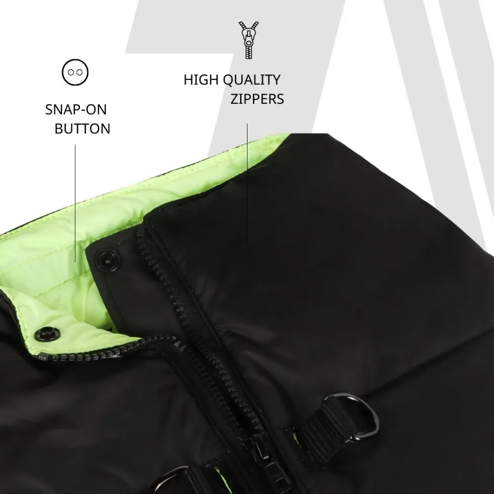 Zoomiez Ultimate Jacket With Built in Harness for Dogs (Black/Neon)